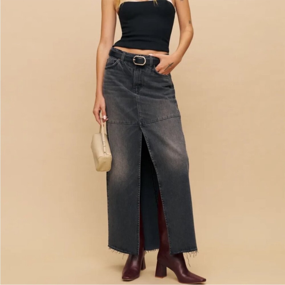 New! Reformation Tazz Maxi Denim Jean Skirt Size 24